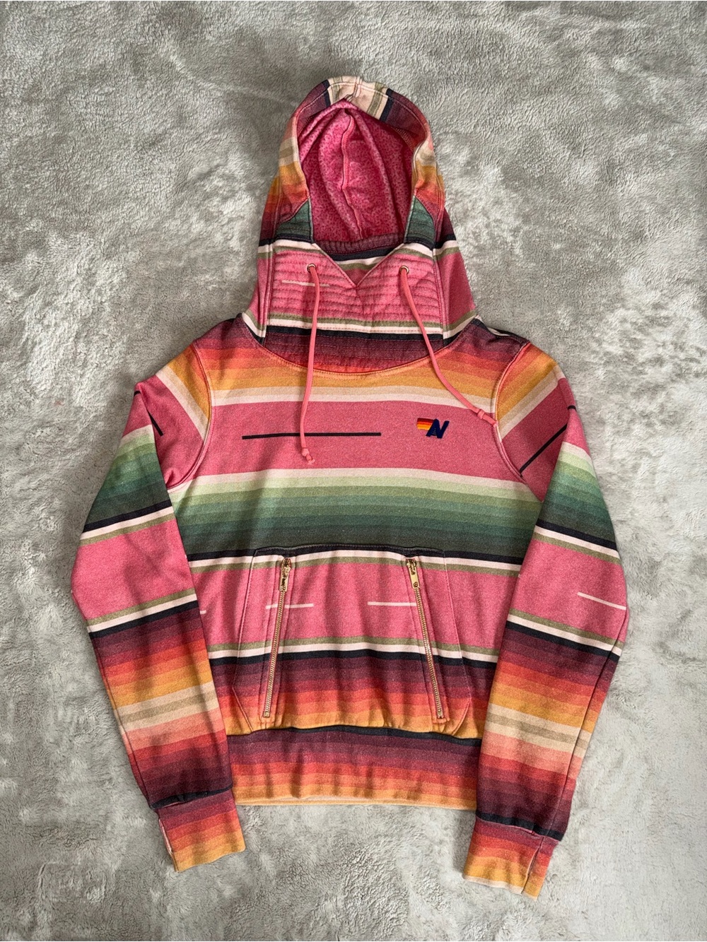 Aviator Nation Serape Ninja Pullover Hoodie In Pink Women’s XS